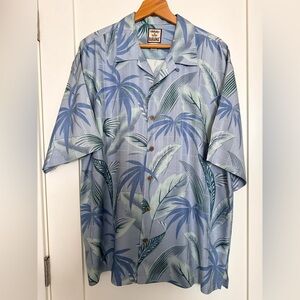 Tommy Bahama Blue & Pale Green Tropical Palm Camp Shirt